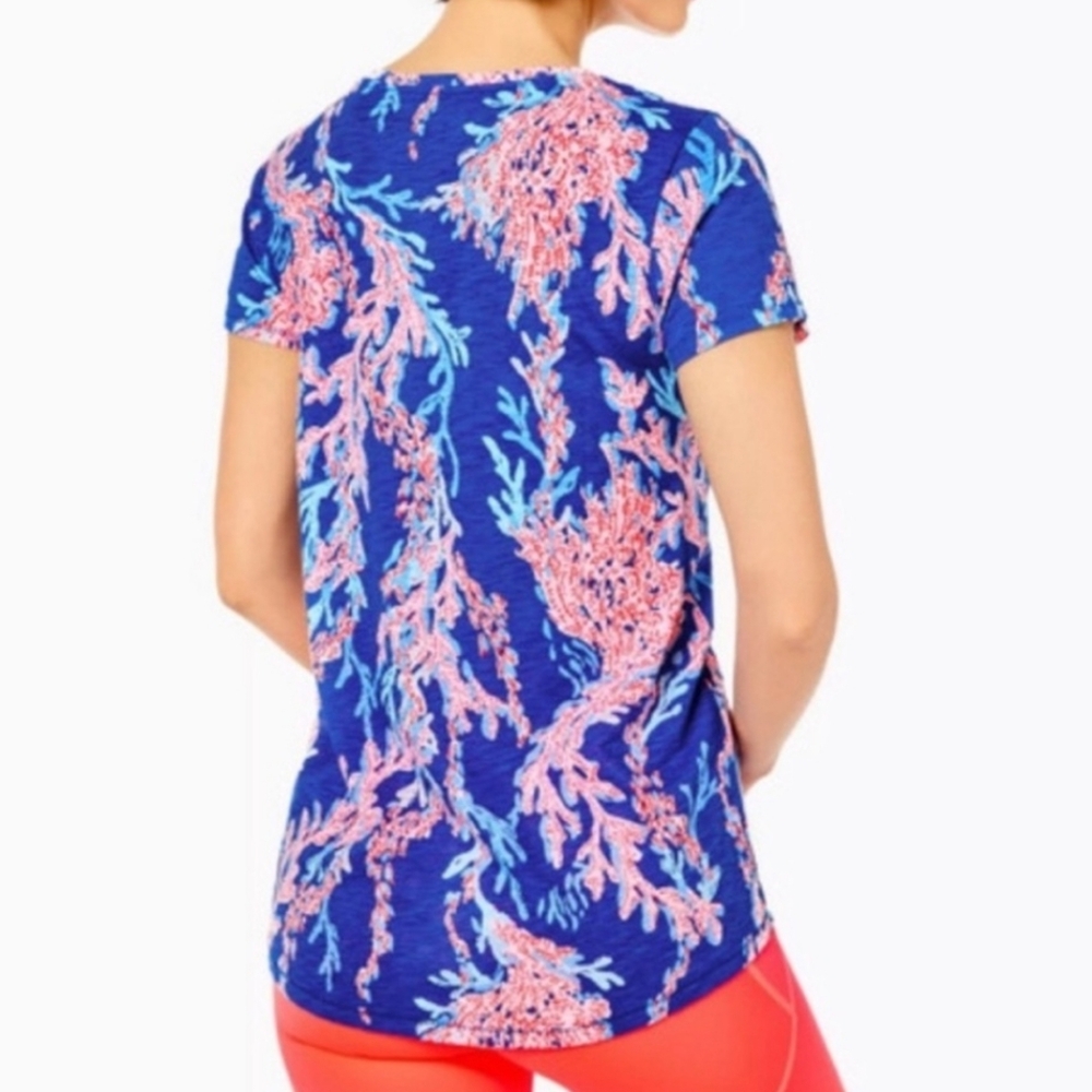 Lilly Pulitzer Etta V Neck In Borealis Blue Swim On Over - Picture 3 of 6